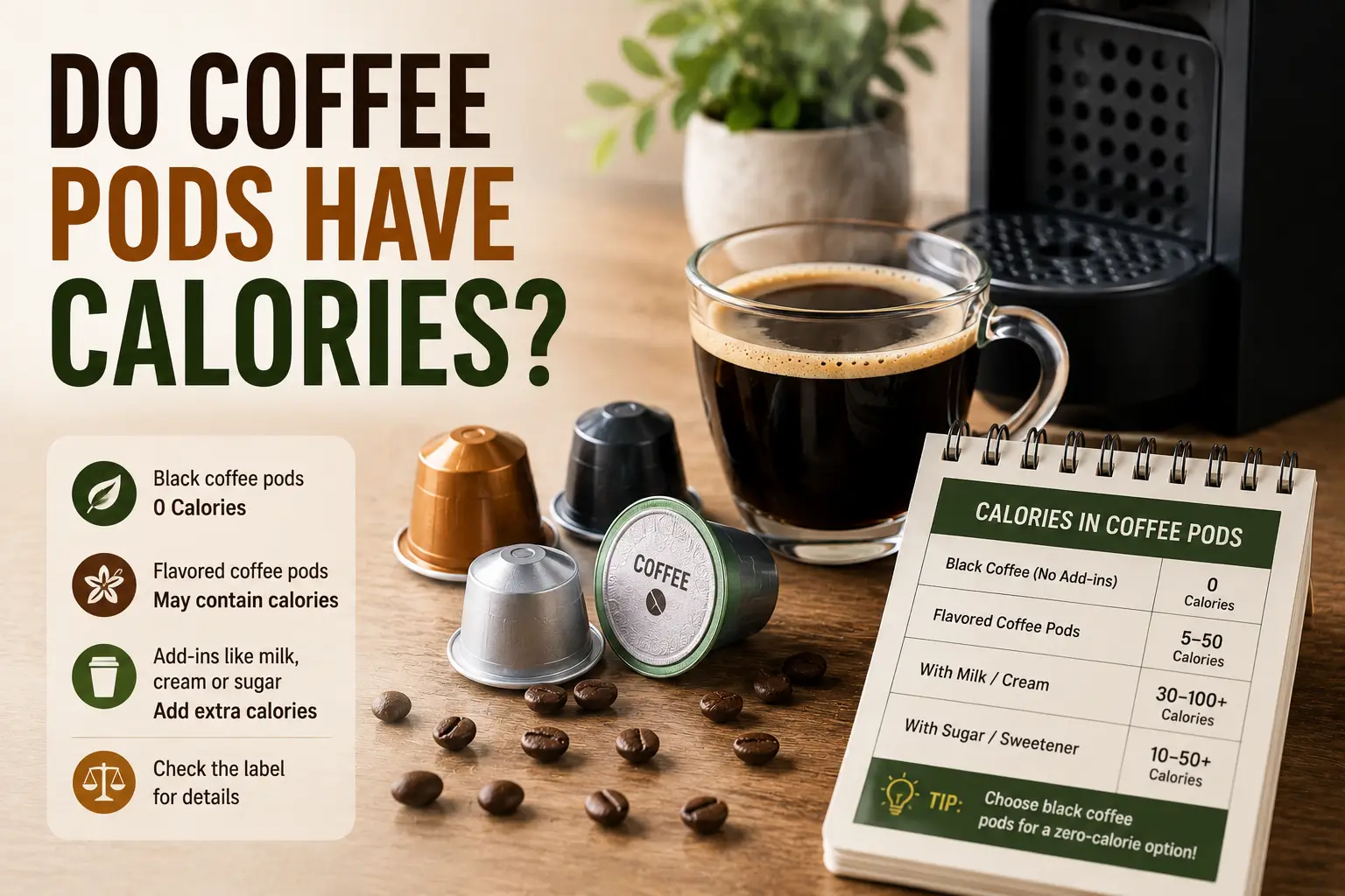 Coffee Pods have Calories Banner
