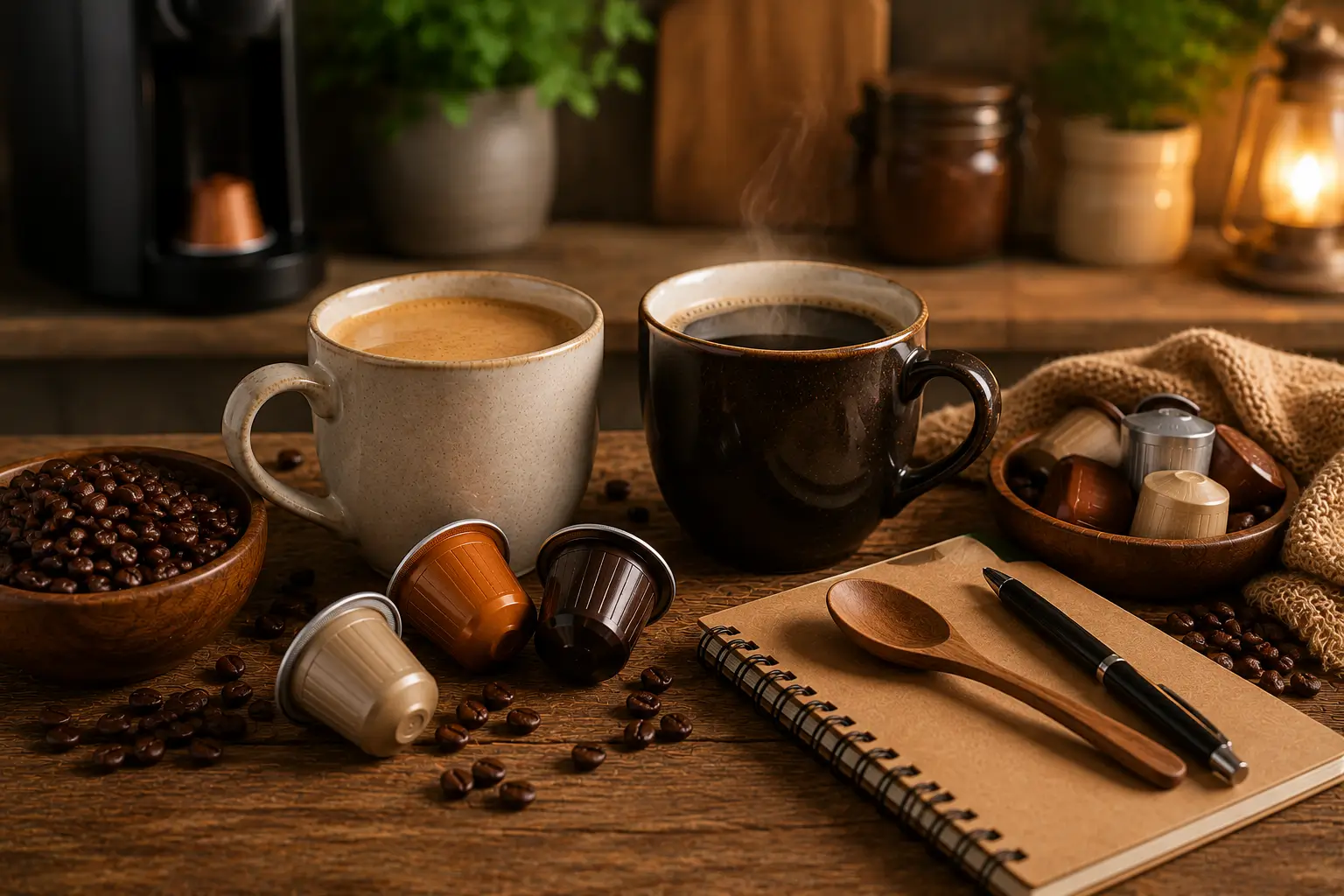 Which Coffee Is Better for Beginners Beginner coffee tasting setup with flavored and traditional coffee options