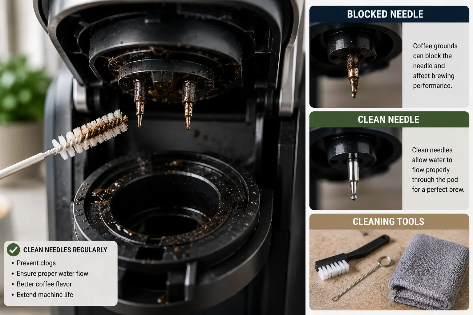 Blocked needle and brewing chamber problems