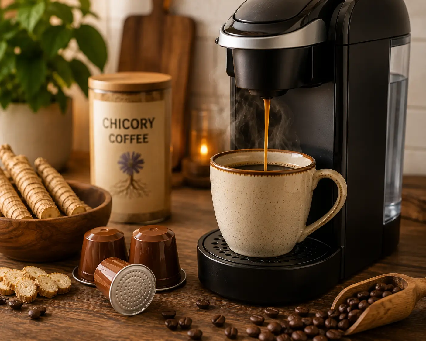 Brewing chicory coffee in a single serve coffee machine