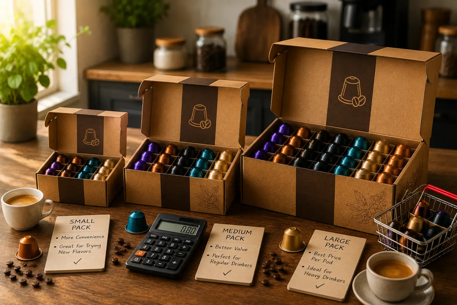 Bulk coffee pod pack sizes including 24 48 72 96 and 100 plus pods