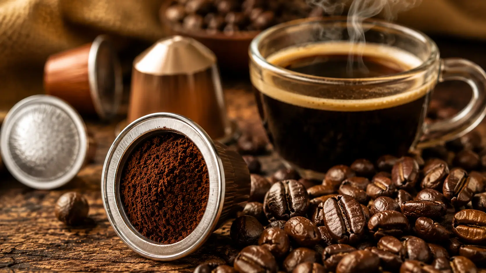 Coffee beans and coffee pods containing natural antioxidants