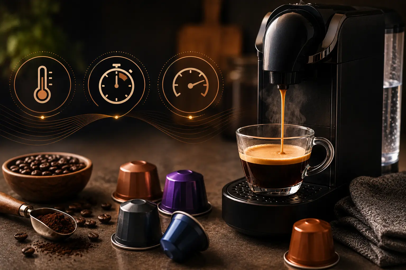 Coffee pod temperature timing and pressure guidelines