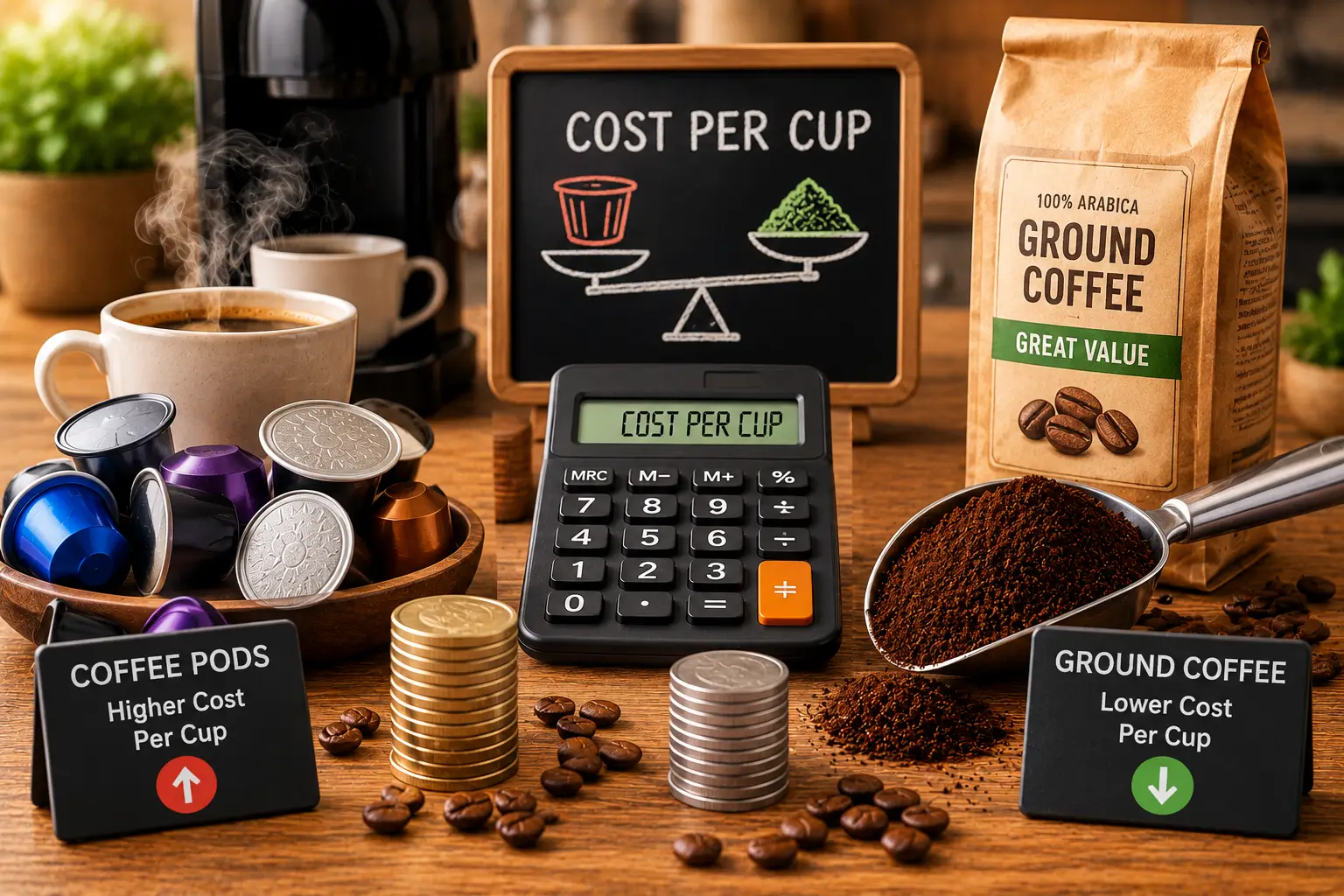Coffee pods vs ground coffee cost comparison