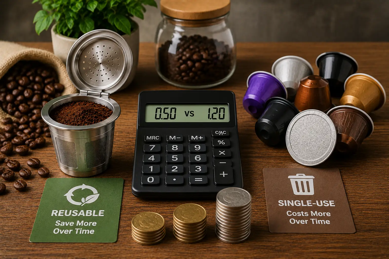 Cost comparison of refillable and single use coffee pods