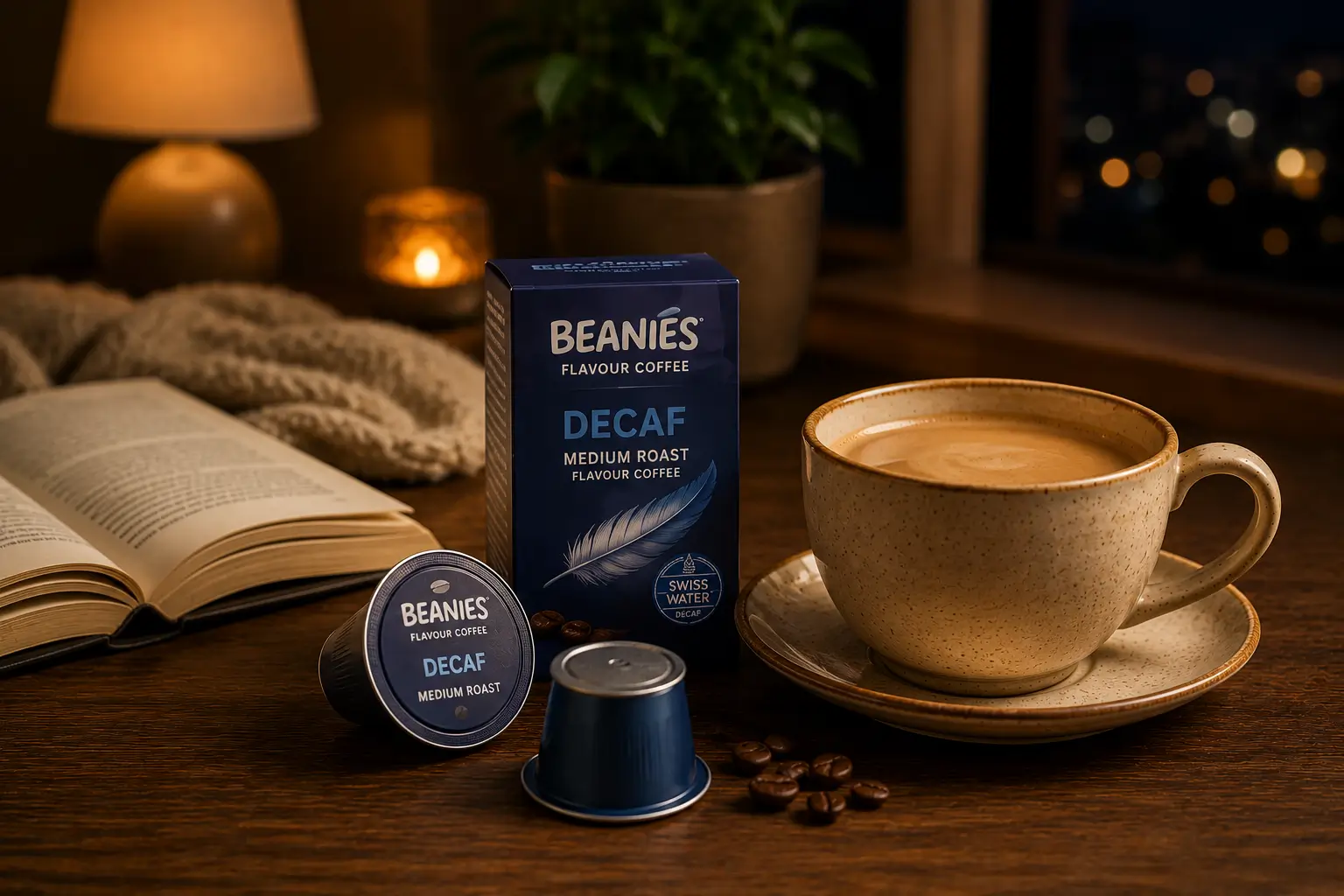Decaf Beanies coffee pods with evening coffee setting