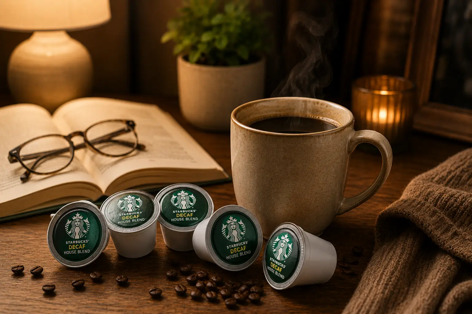 Decaf Starbucks coffee pods with an evening coffee setting
