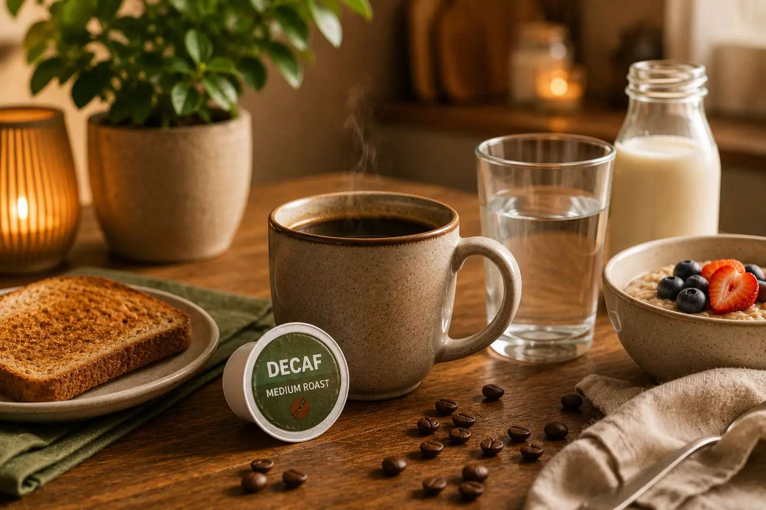 Decaf coffee pod setup for sensitive stomachs