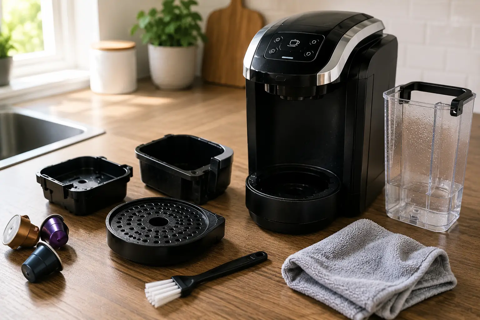 Descaling coffee pod machine to fix leaks and jams