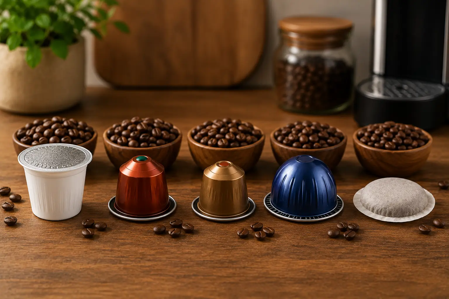 Different coffee pod types compared for caffeine content