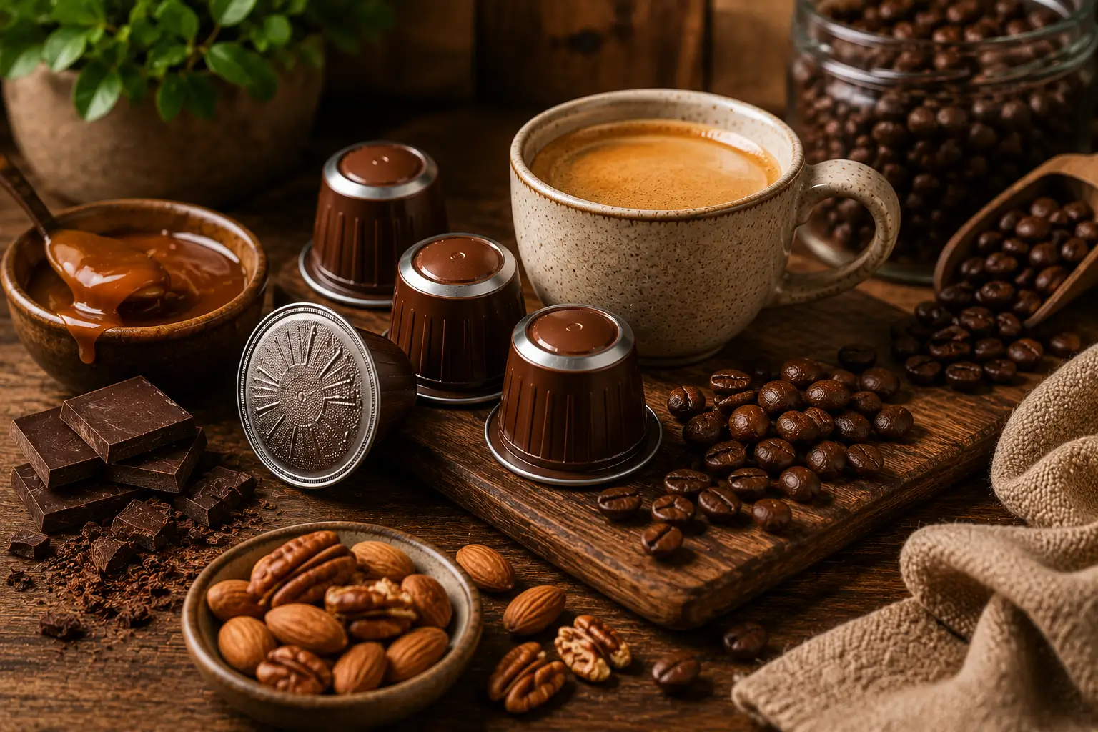 Distillata coffee flavor notes including chocolate nuts caramel and roasted aromas