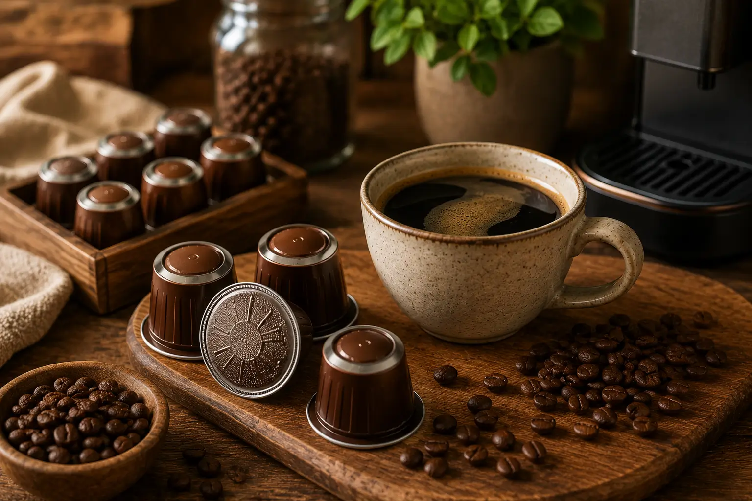 Distillata coffee pods with smooth coffee and roasted beans