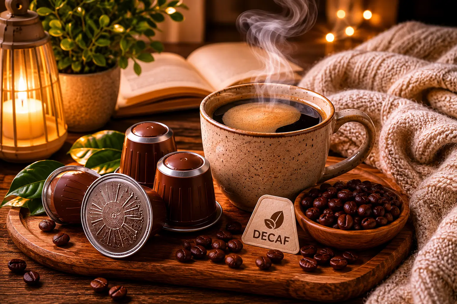 Distillata decaf coffee pods with evening coffee setting