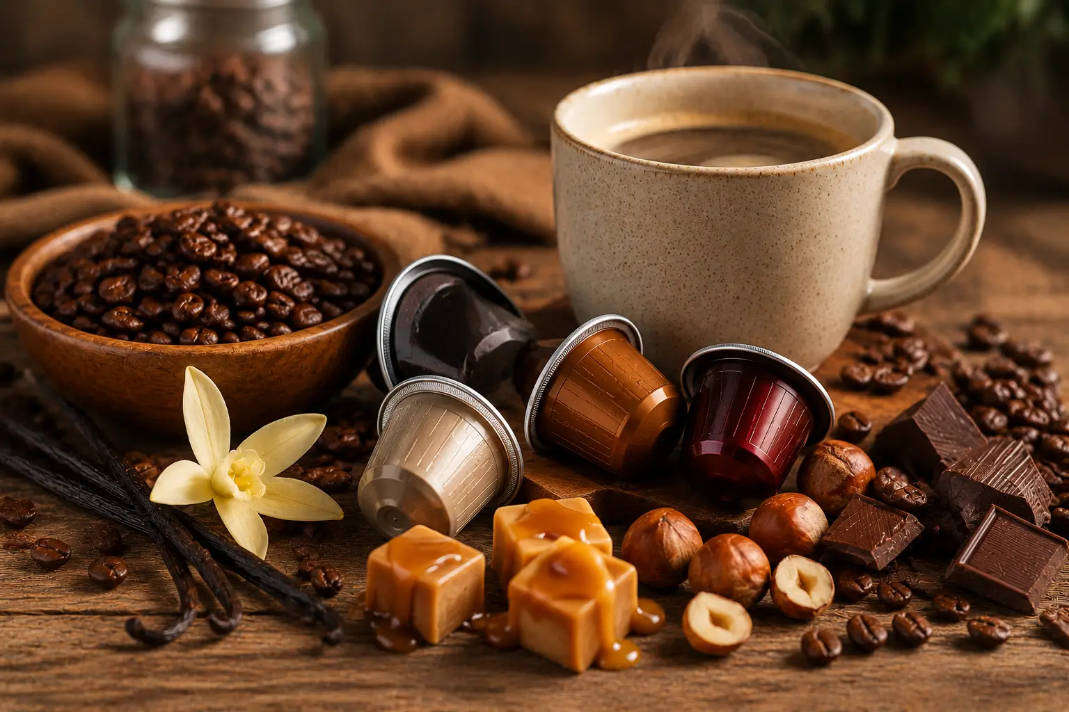 What Is Flavored Coffee Flavored coffee pods with vanilla caramel hazelnut and mocha ingredients