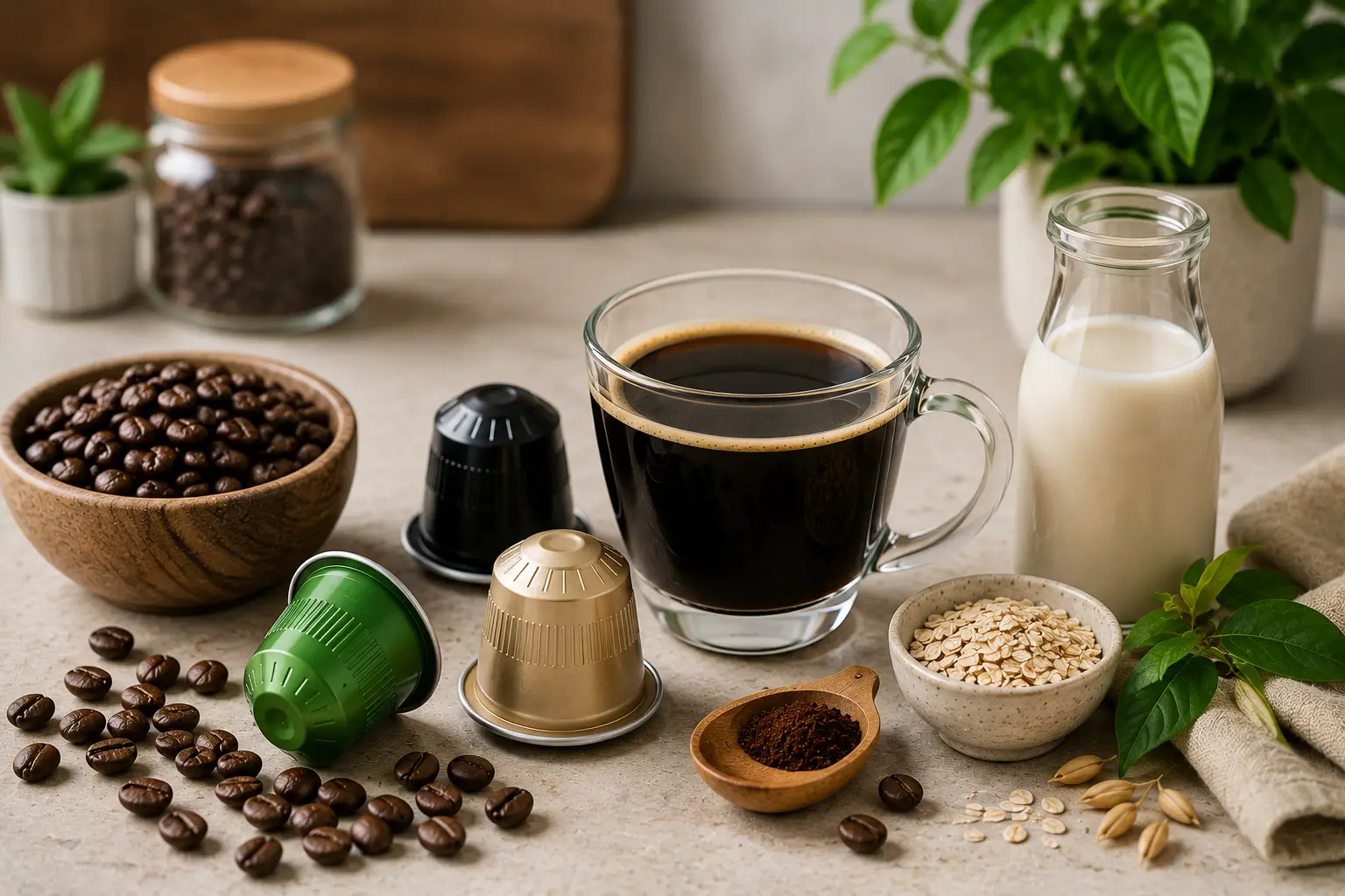 Healthier coffee pods with simple ingredients and black coffee