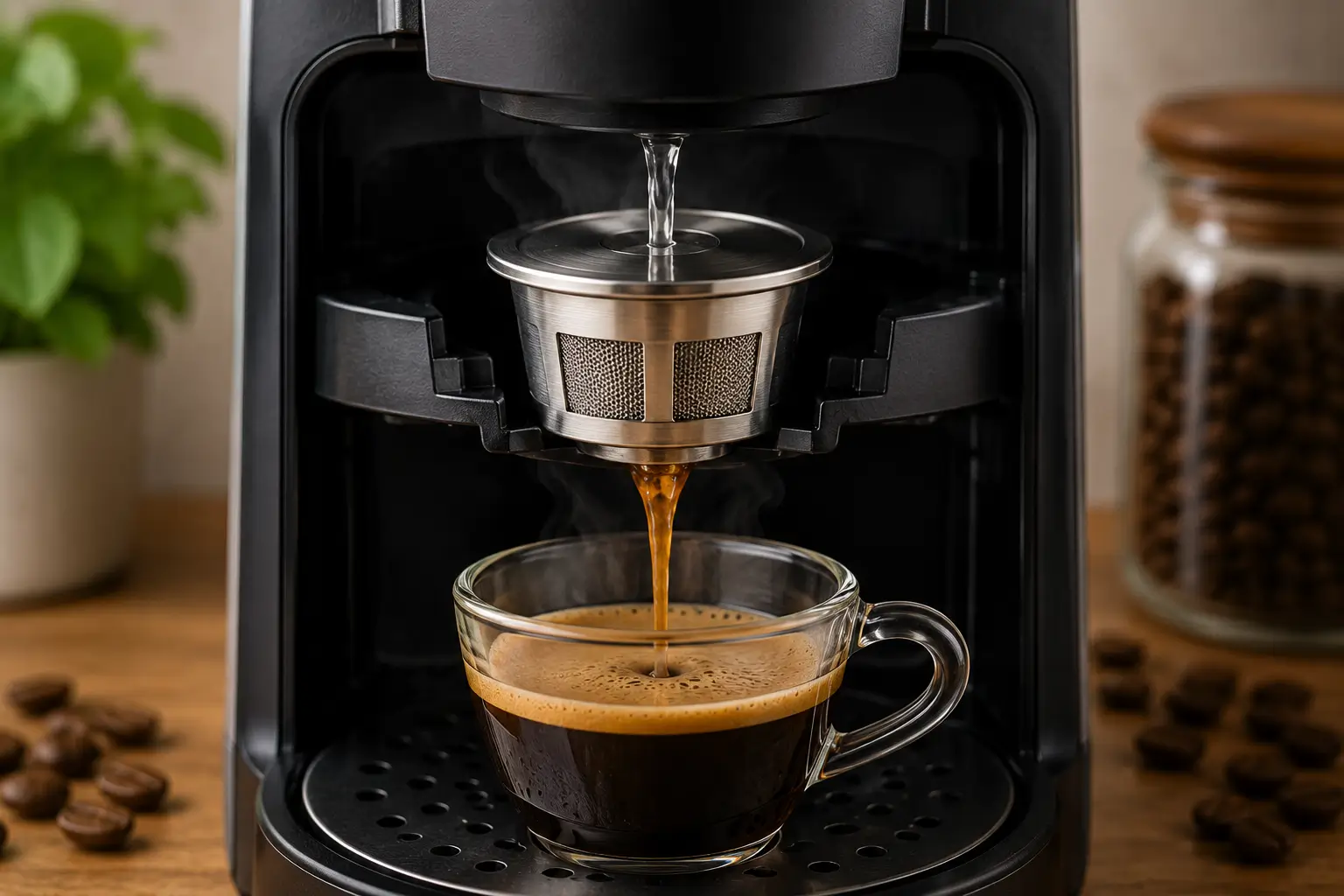 How refillable coffee pods work inside a coffee machine