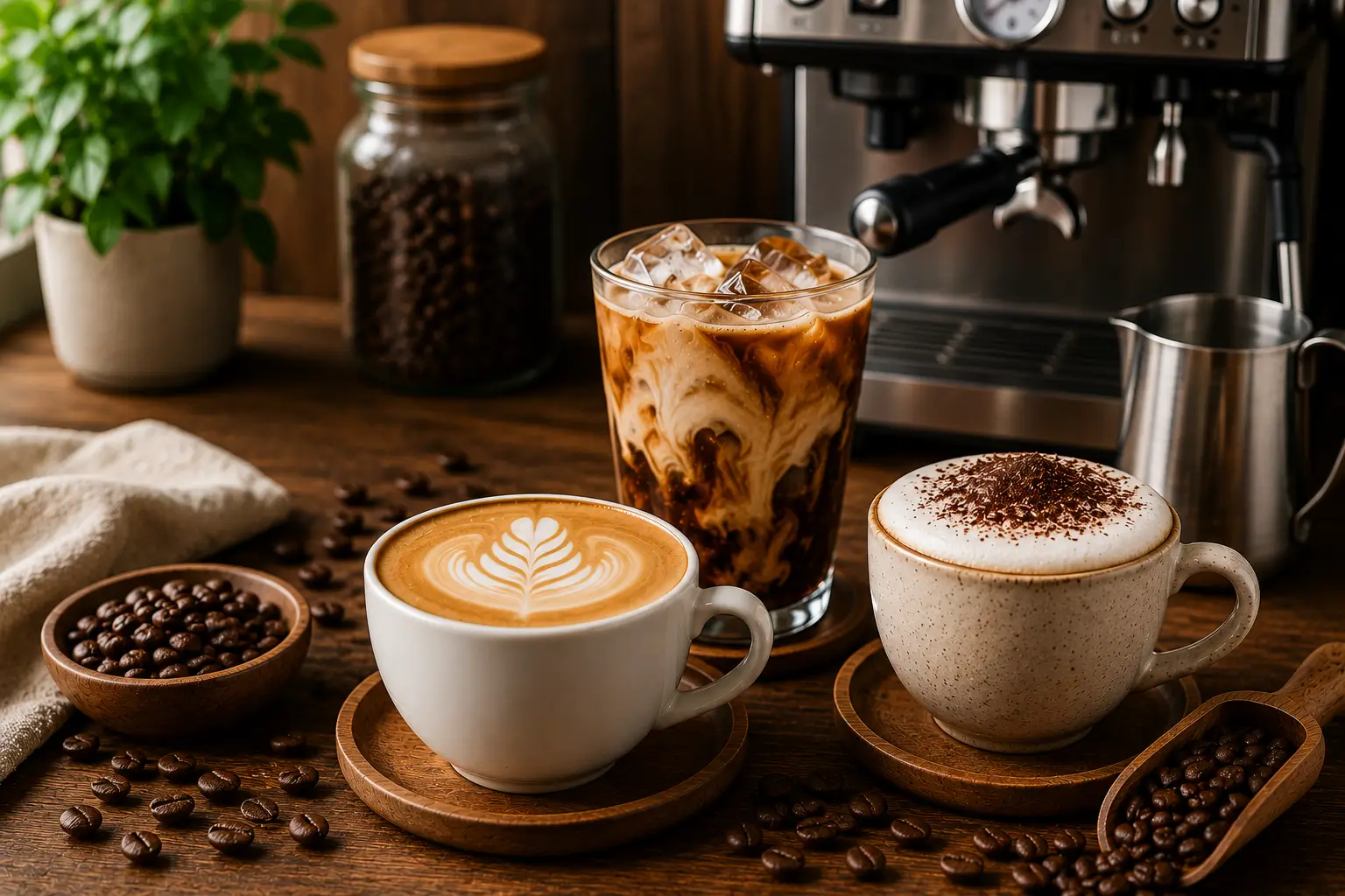 How to make lattes cappuccinos and iced coffee at home?