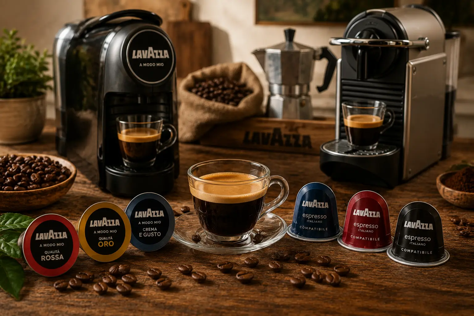 Lavazza coffee pods for A Modo Mio Nespresso compatible capsules and single serve machines