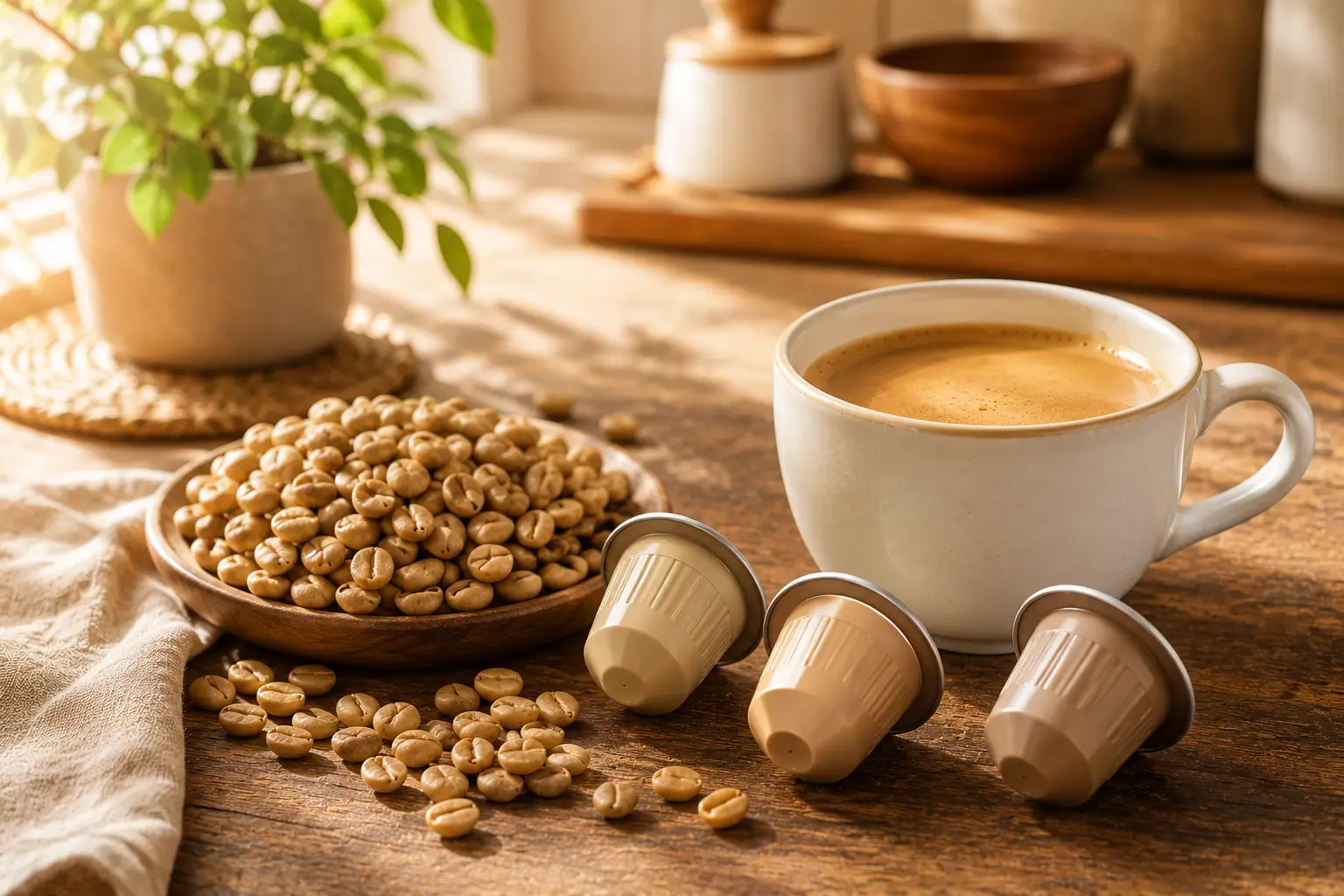 Mild coffee pod with light roast coffee and smooth cup