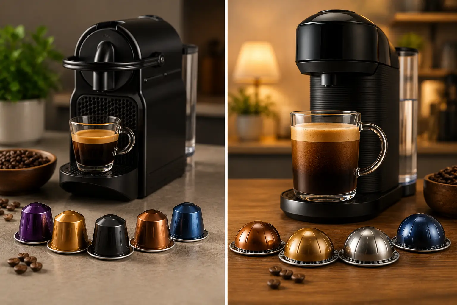 Types of Nespresso Coffee Pods Nespresso Original Line and Vertuo capsules side by side