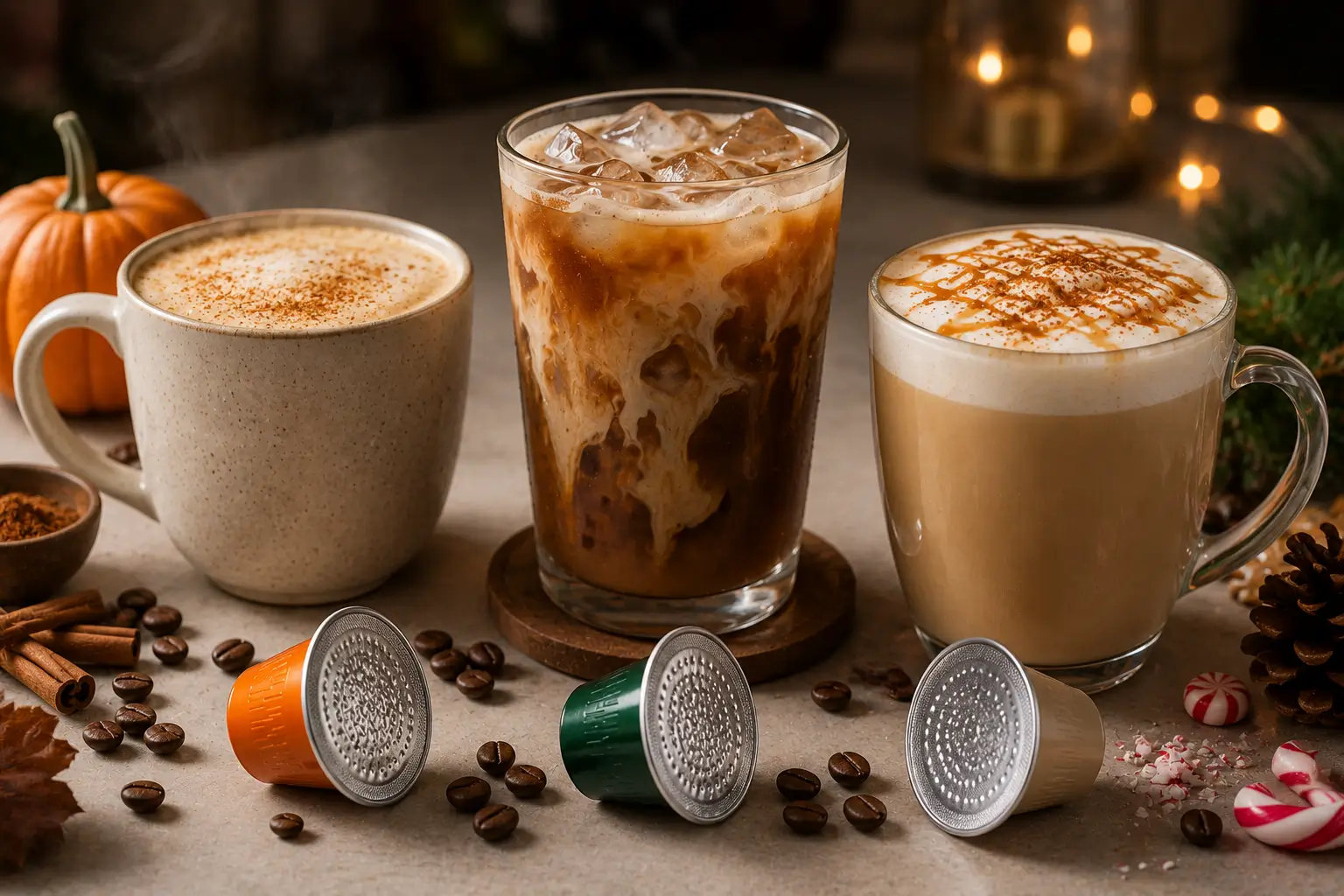 Best Ways to Enjoy Seasonal Coffee Pods Seasonal coffee drinks served hot iced and as lattes