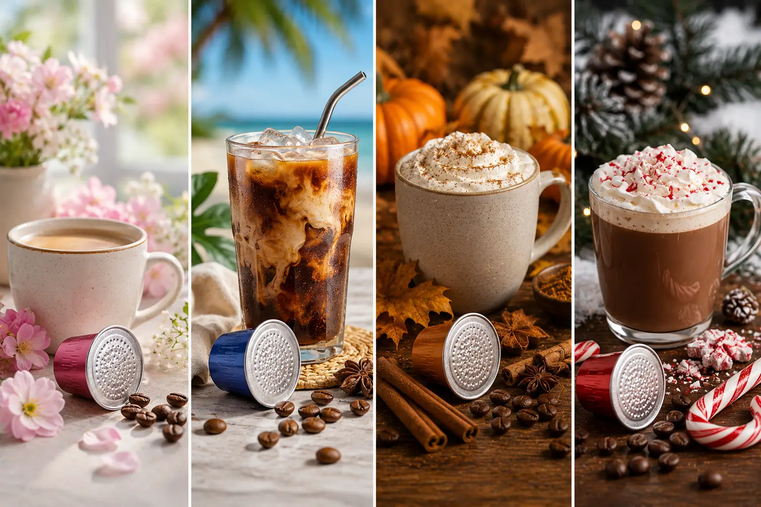 Seasonal Flavored Coffee Pods by Season Seasonal coffee pod flavors by spring summer fall and winter