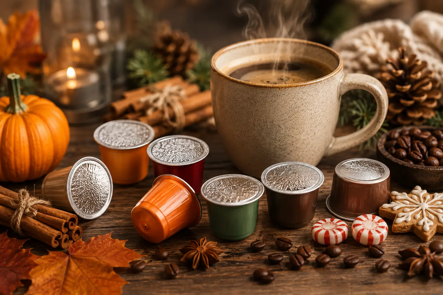 What Are Seasonal Flavored Coffee Pods Seasonal flavored coffee pods with pumpkin spice and peppermint mocha ingredients