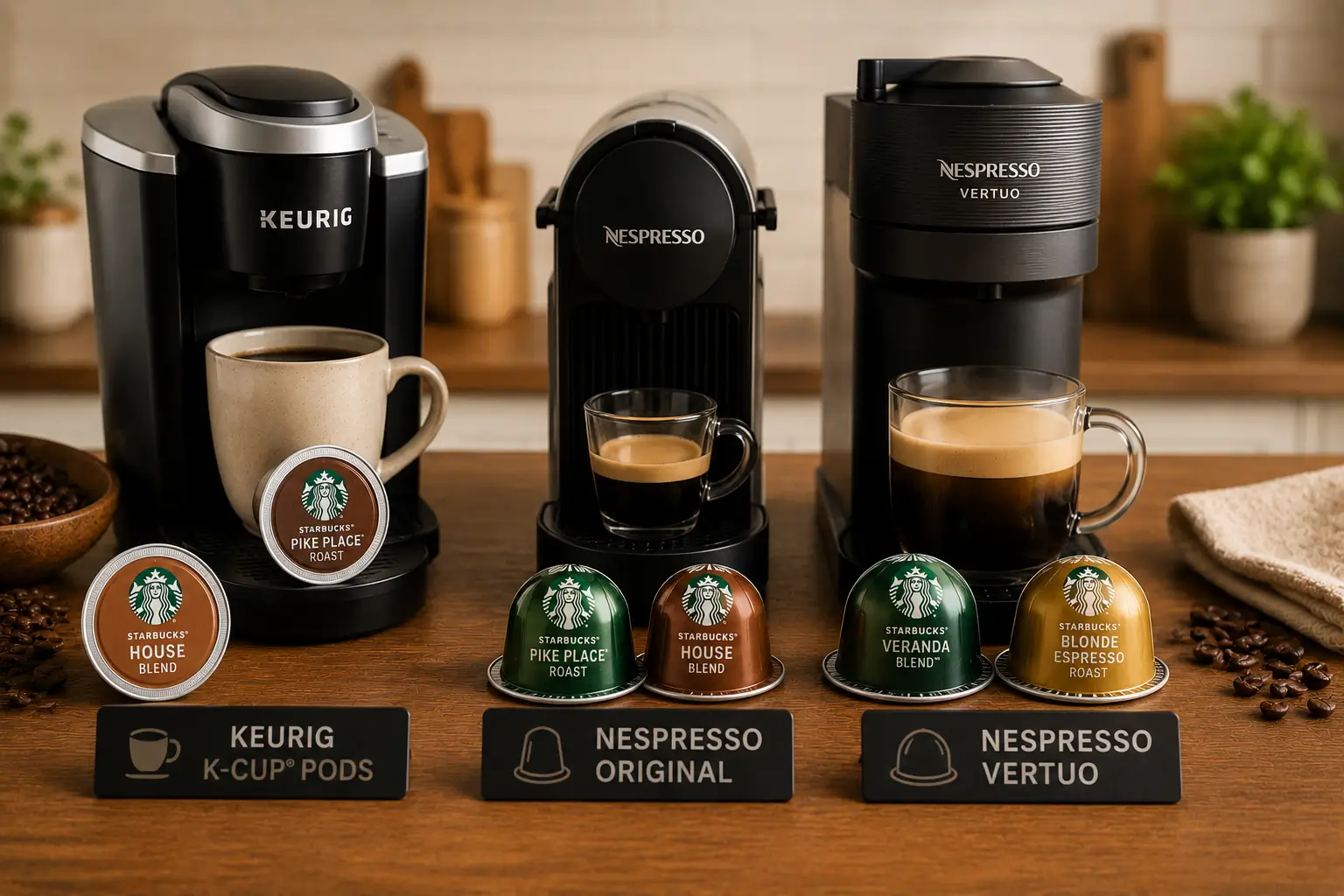 Starbucks coffee pods compatible with Keurig and Nespresso machines