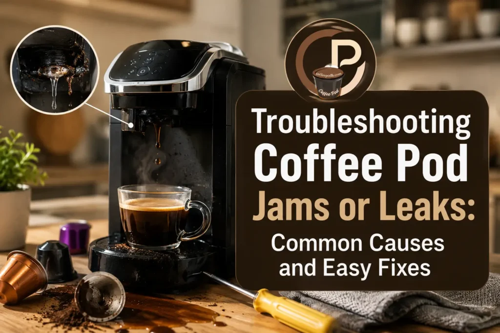 Troubleshooting coffee pod jams or leaks feature image