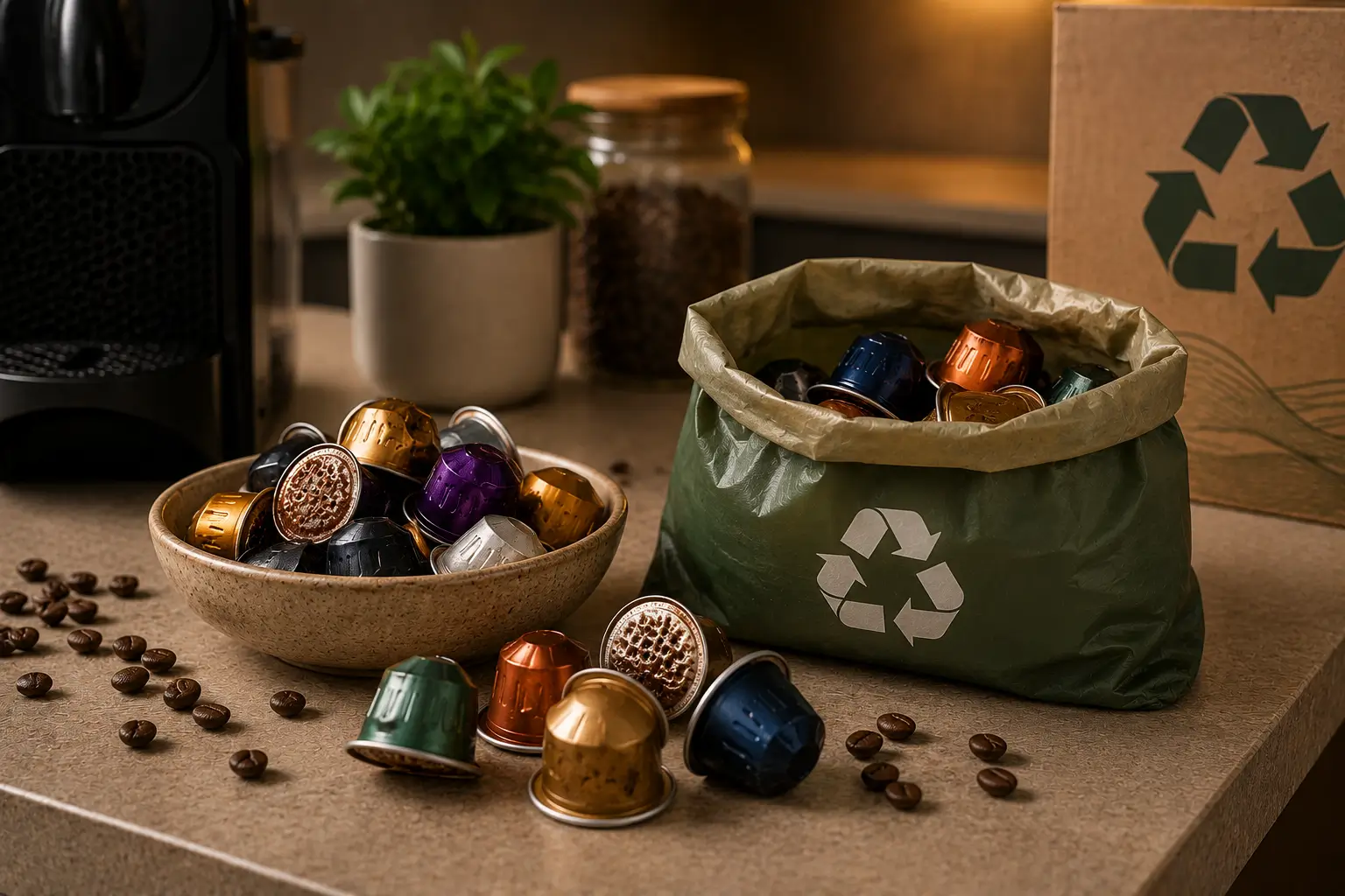Are Nespresso Pods Recyclable? Used Nespresso aluminum capsules prepared for recycling