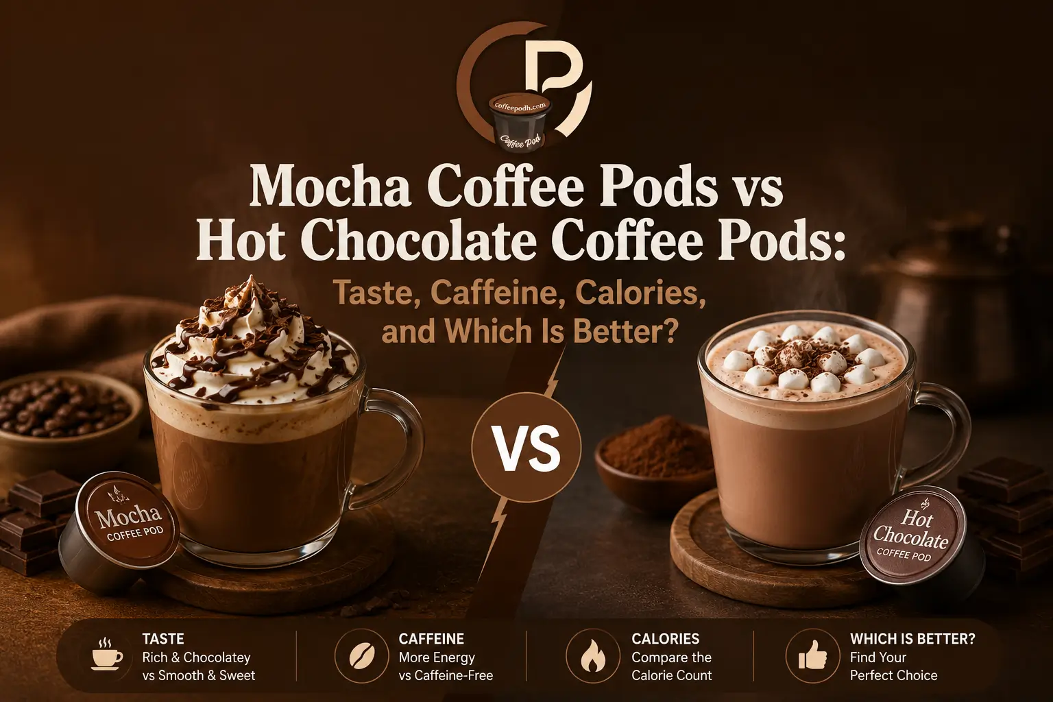 mocha coffee pods vs hot chocolate coffee pods feature image