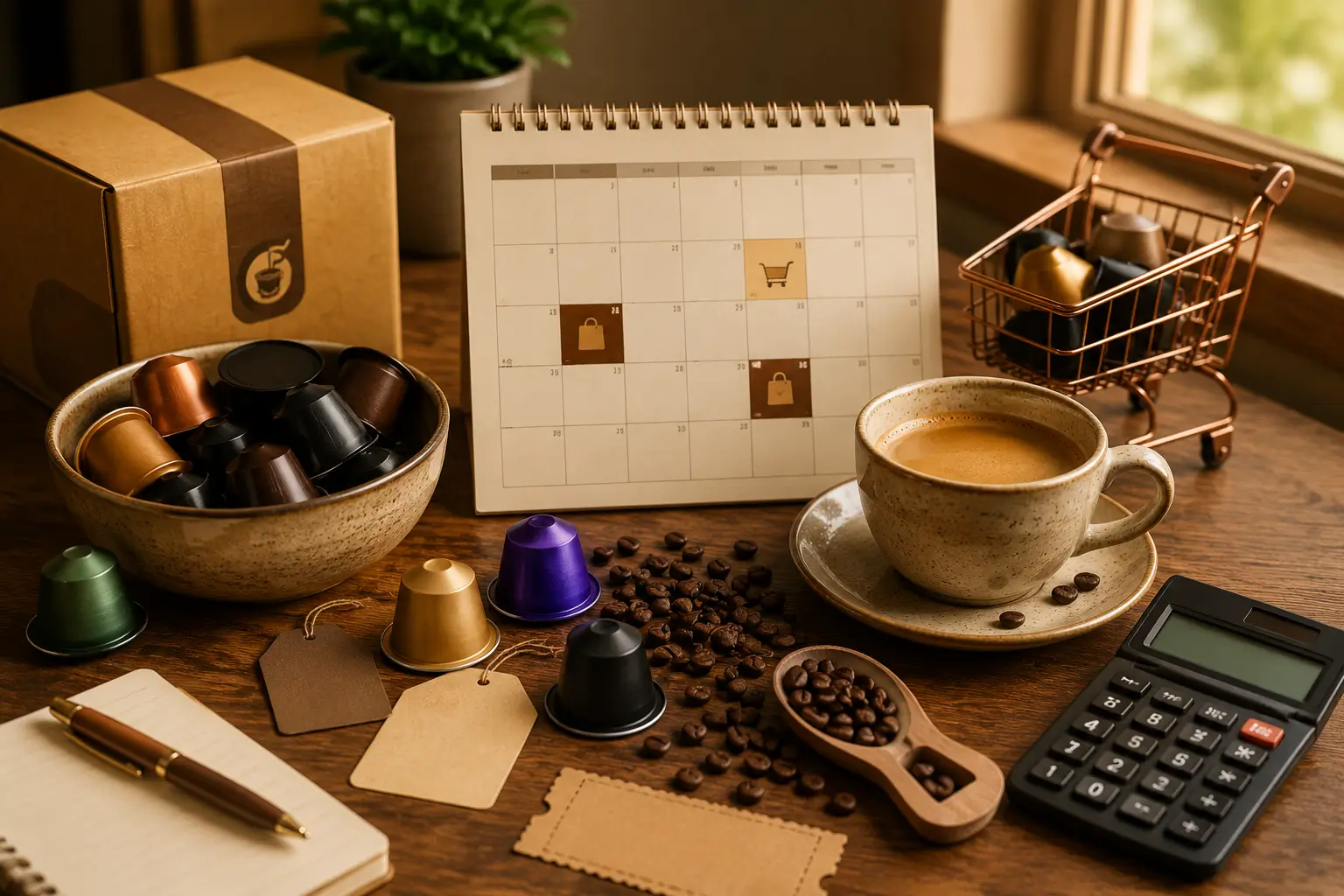 Best Time to Buy Coffee Pods Best time to buy coffee pods with calendar sale tags coffee pods and coffee cup
