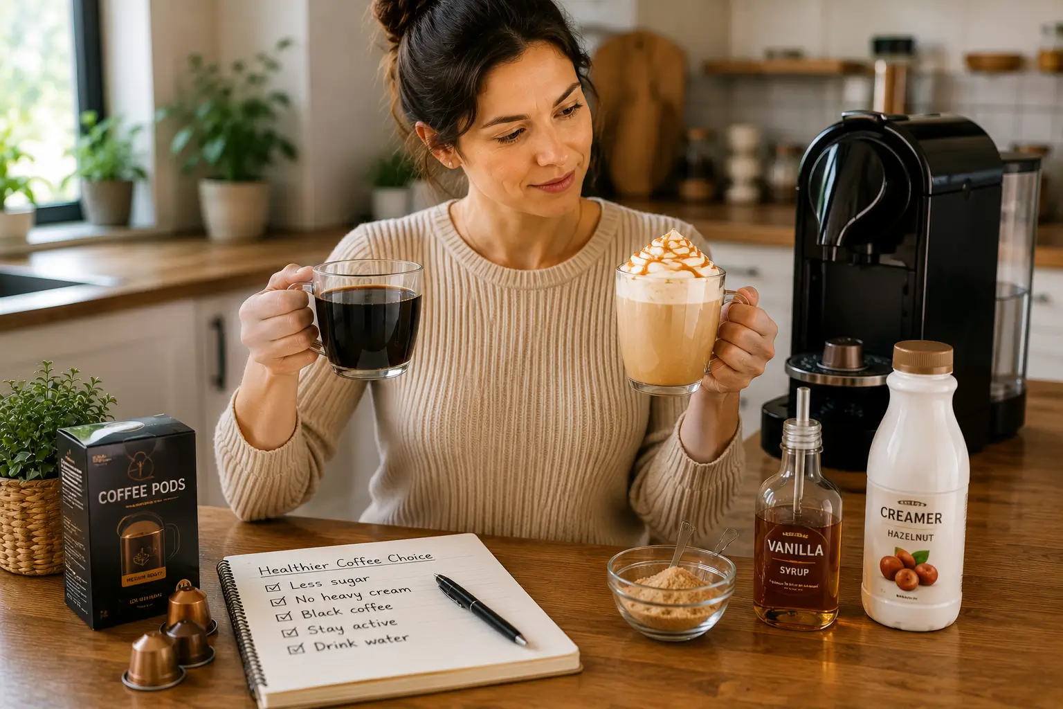 Cream Sugar and Heart Health Black coffee compared with coffee containing cream and syrup