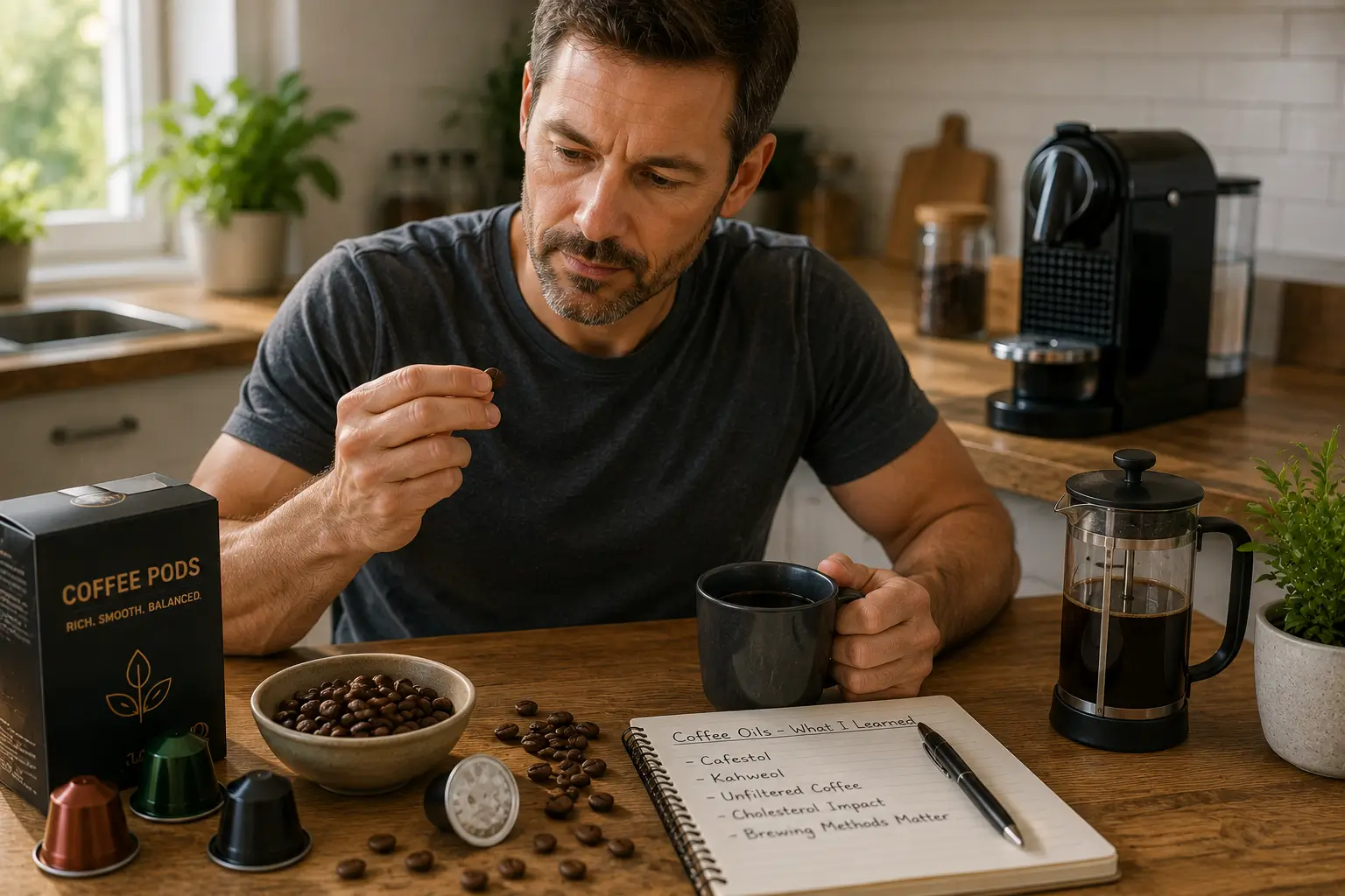 Coffee Oils and Cholesterol Coffee beans and natural coffee oils linked with cholesterol