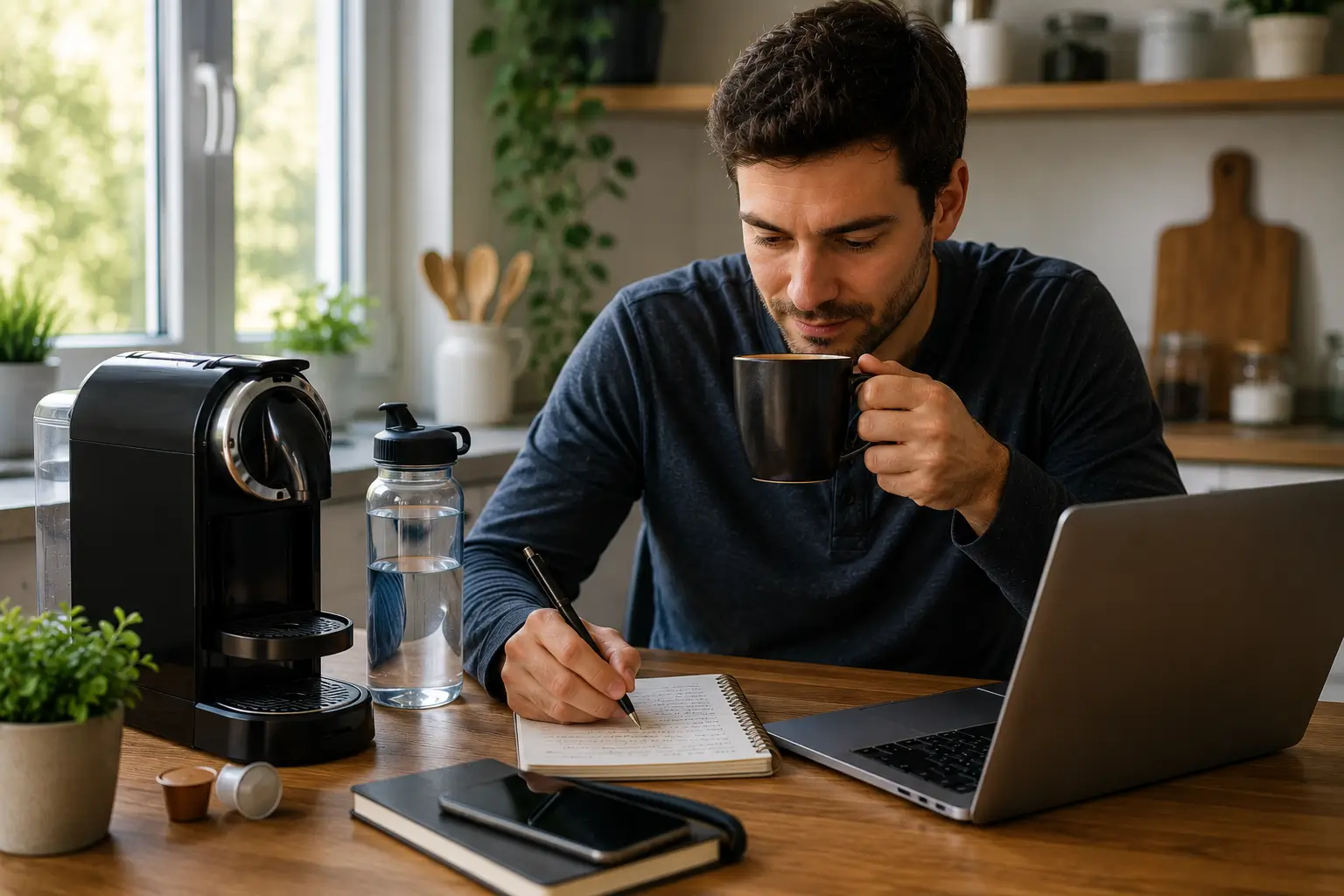Coffee pod caffeine and brain alertness concept