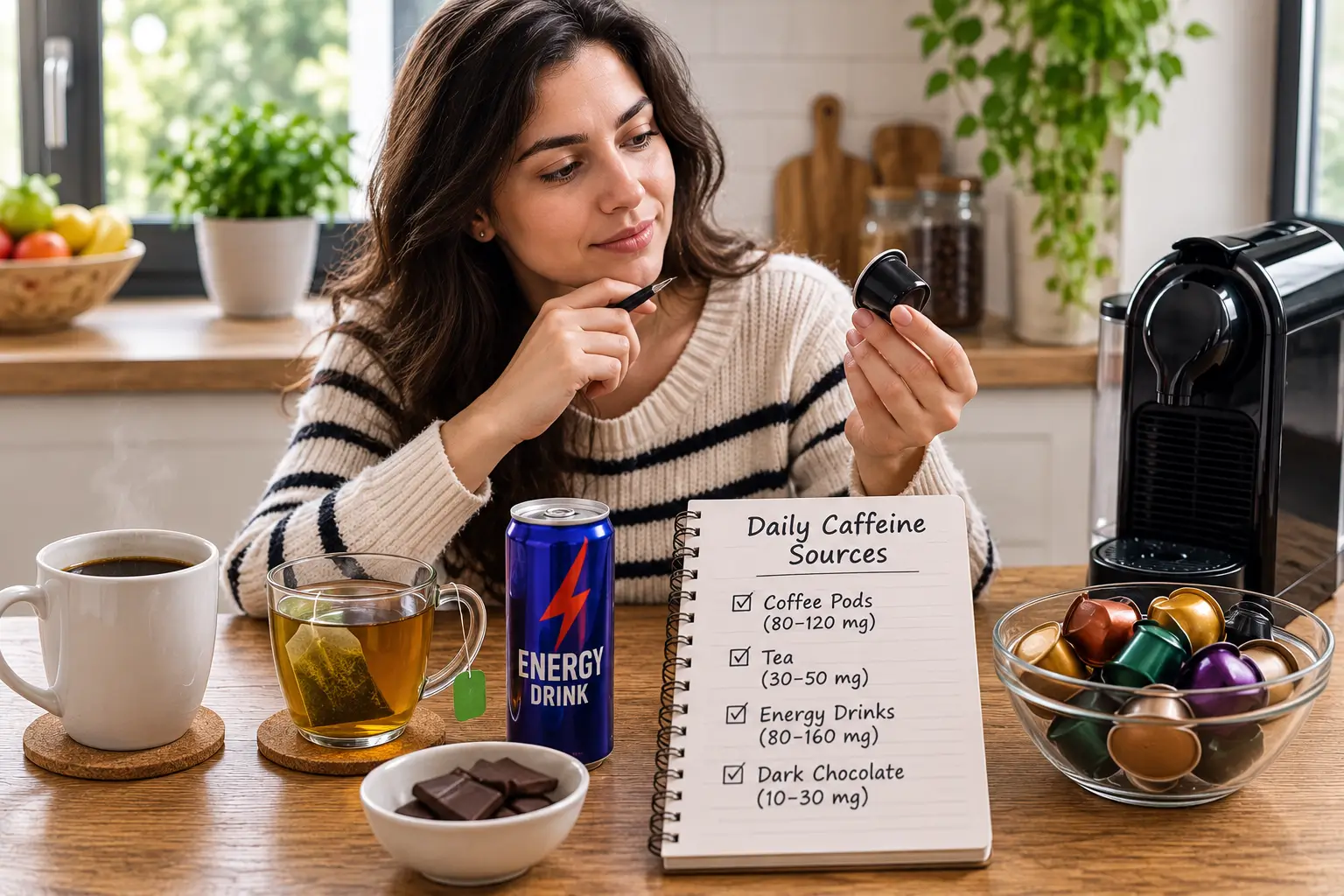 Coffee pod caffeine daily intake with calculator and different caffeine amounts