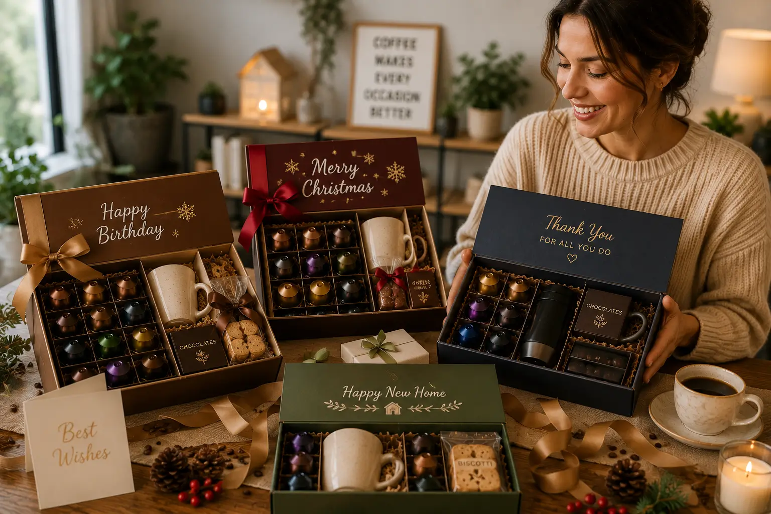 Coffee pod gift boxes for birthdays Christmas housewarming and office gifts