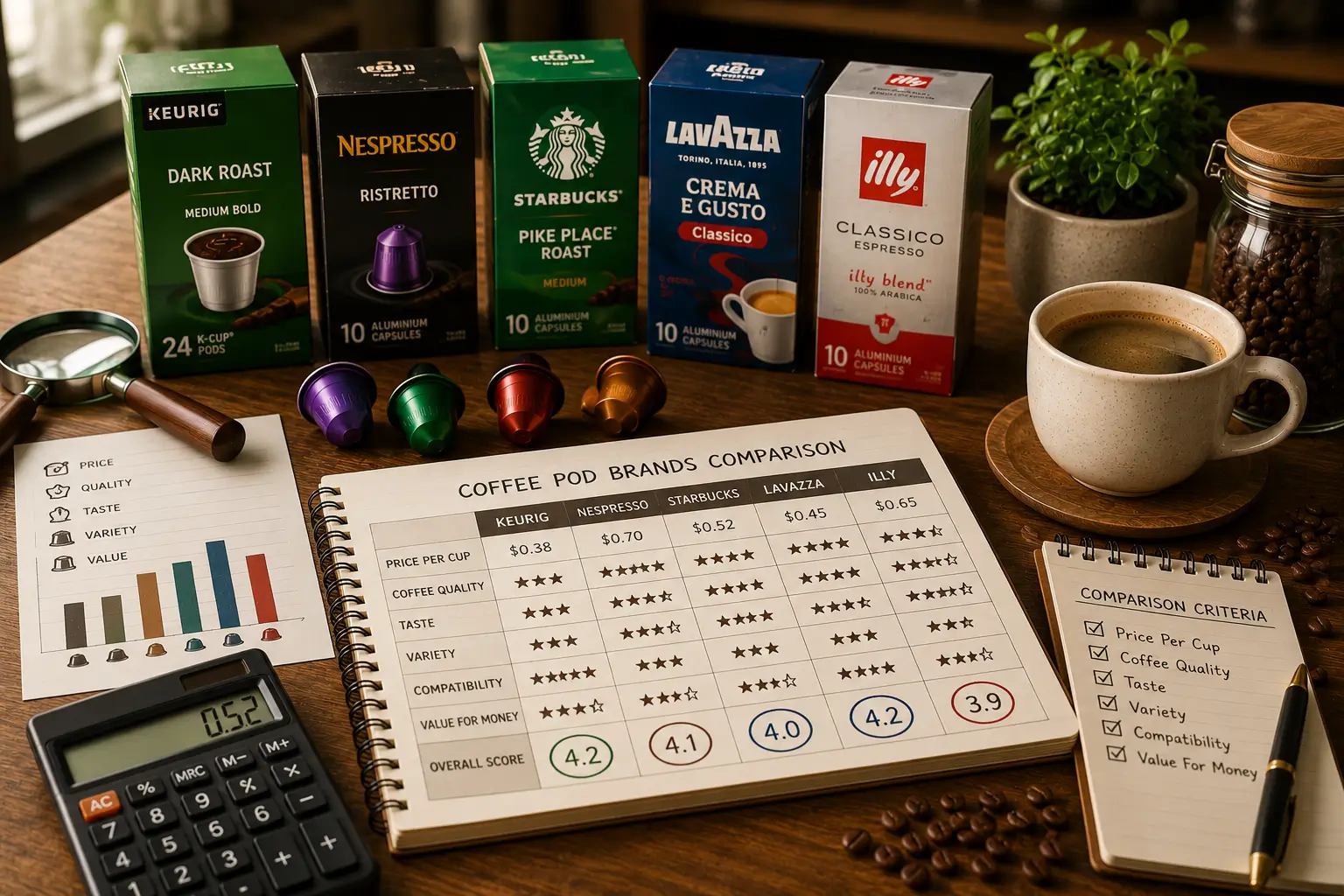 Comparing coffee pod brands by price quality taste and variety