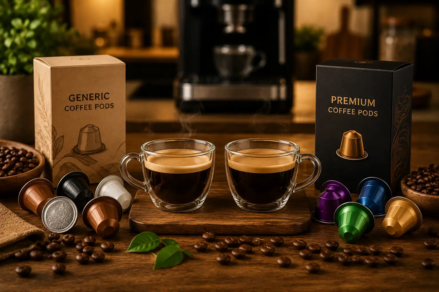 Generic Coffee Pods Taste Comparison Generic coffee pods vs original coffee pods taste comparison with two coffee cups