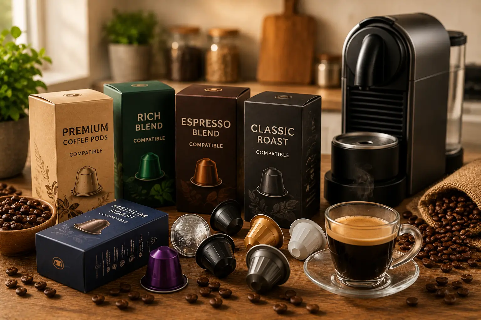 What Are Generic Coffee Pods? Generic coffee pods with compatible coffee machines and coffee cup