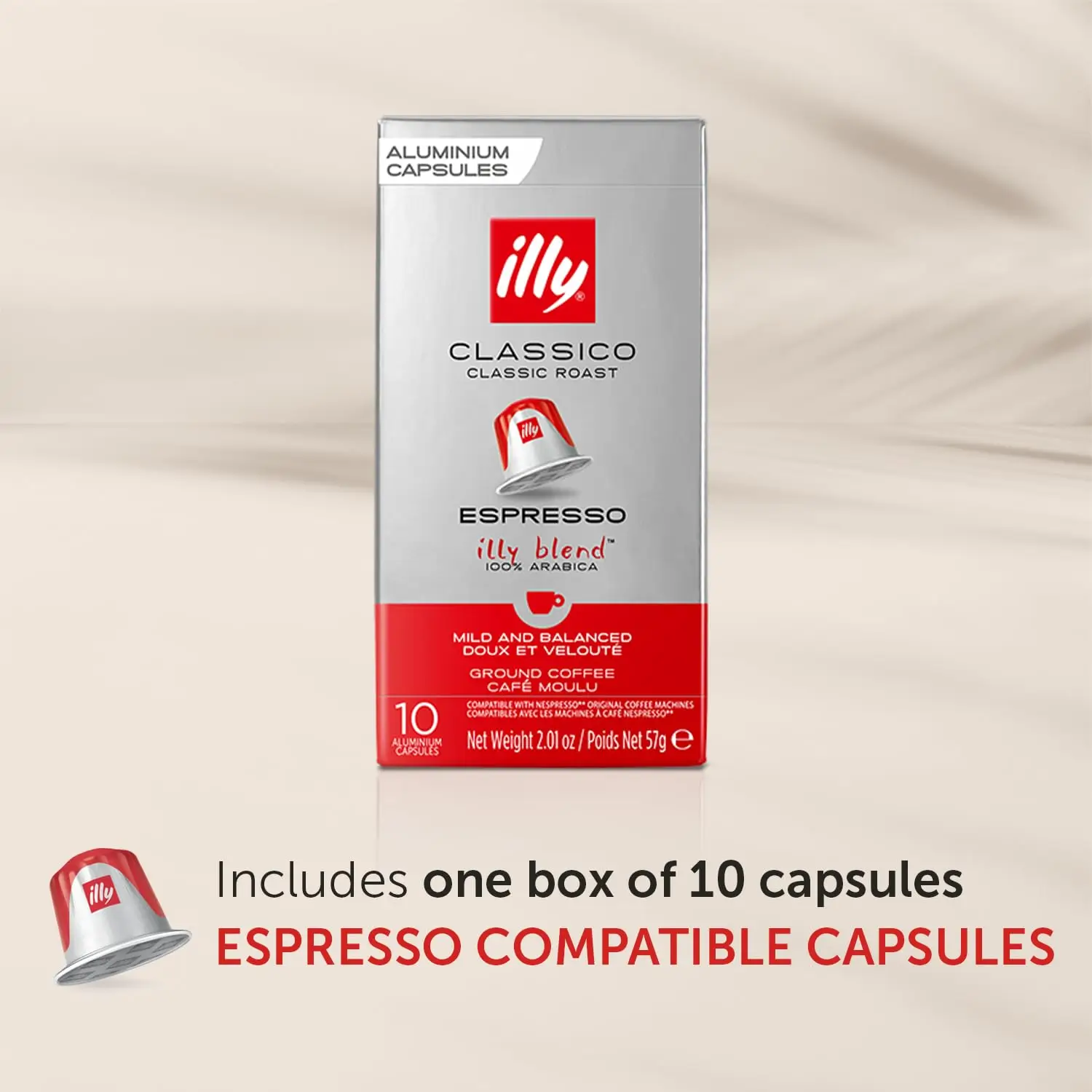 Illy Nespresso Original-compatible Classico box containing 10 capsules