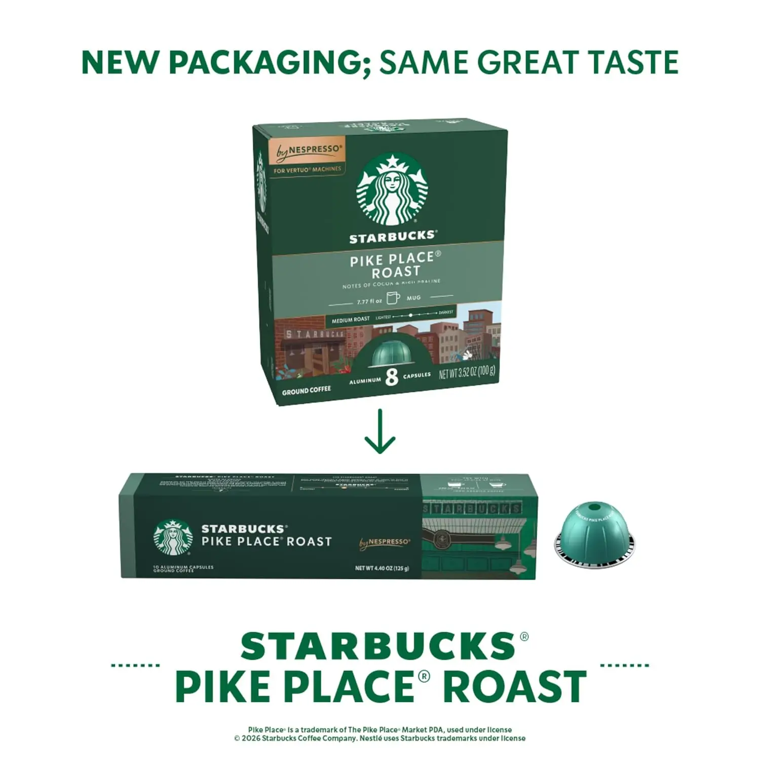 Starbucks Pike Place Roast Nespresso Vertuo packaging