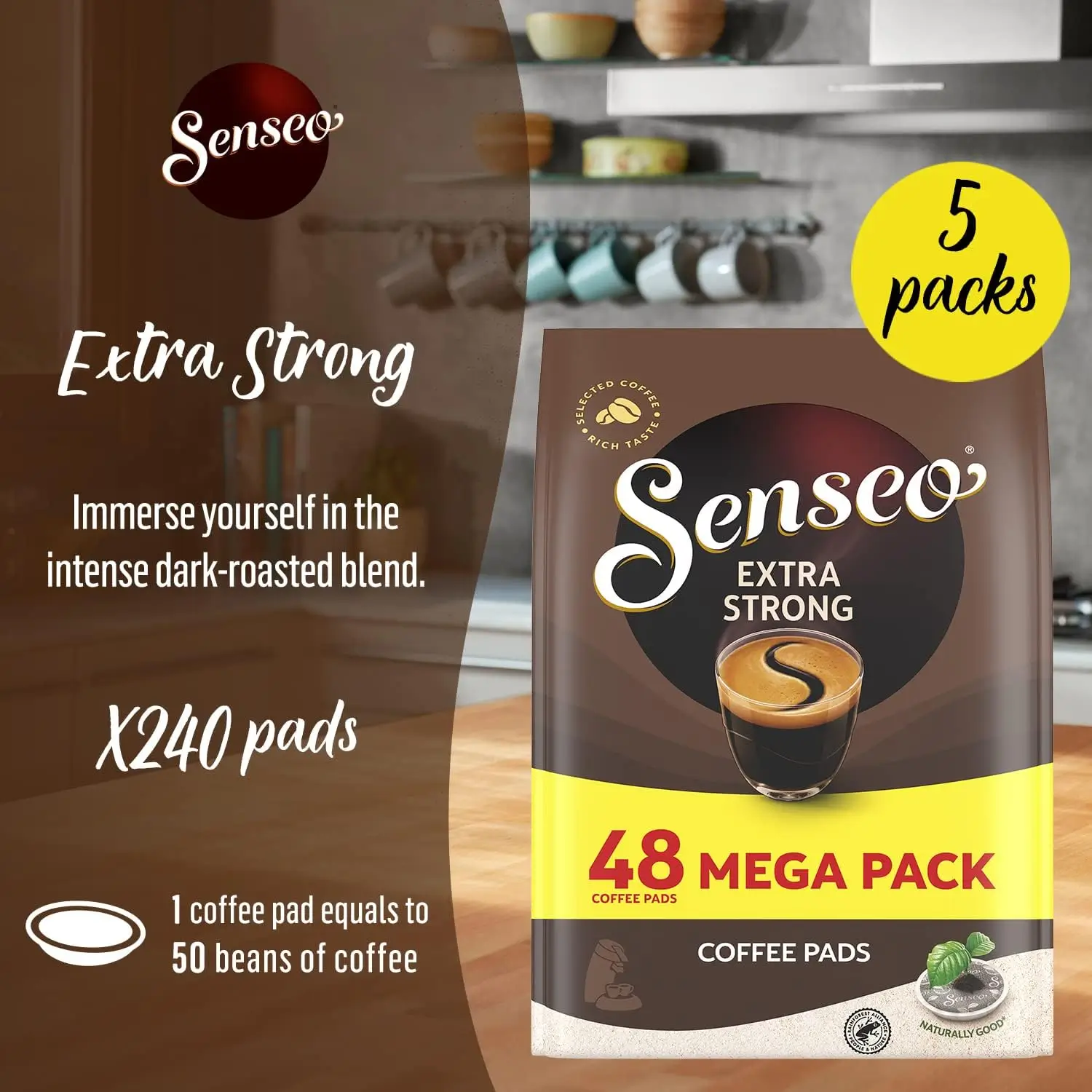 Senseo Extra Strong Dark Roast Coffee Pads, 240 Count primary product image